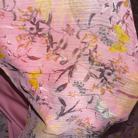 🌸 LAUREN CONRAD Conrad Pink Floral Smocked tea lenght  Midi Dress (XXL) - Picture 7 of 16